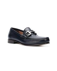 dunkelblaue Leder Slipper von Salvatore Ferragamo