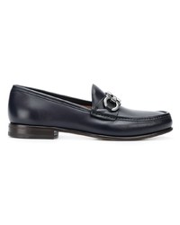 dunkelblaue Leder Slipper von Salvatore Ferragamo