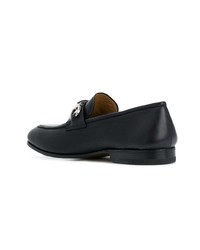 dunkelblaue Leder Slipper von Salvatore Ferragamo