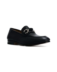 dunkelblaue Leder Slipper von Salvatore Ferragamo