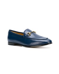 dunkelblaue Leder Slipper von Gucci