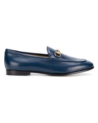 dunkelblaue Leder Slipper von Gucci