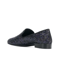 dunkelblaue Leder Slipper von Giuseppe Zanotti Design