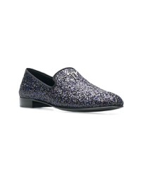 dunkelblaue Leder Slipper von Giuseppe Zanotti Design