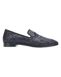 dunkelblaue Leder Slipper von Giuseppe Zanotti Design