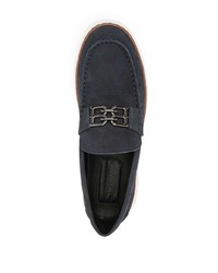 dunkelblaue Leder Slipper von Bally