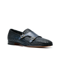 dunkelblaue Leder Slipper von Santoni