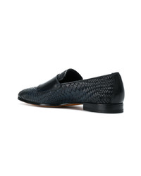 dunkelblaue Leder Slipper von Santoni