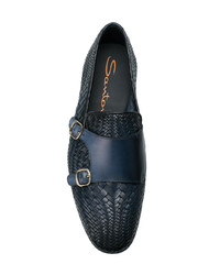 dunkelblaue Leder Slipper von Santoni