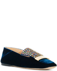 dunkelblaue Leder Slipper von Sergio Rossi