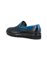 dunkelblaue Leder Slipper von Diego Vanassibara