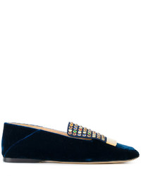 dunkelblaue Leder Slipper von Sergio Rossi