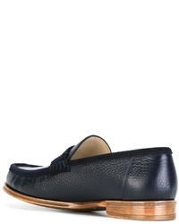 dunkelblaue Leder Slipper von Dolce & Gabbana