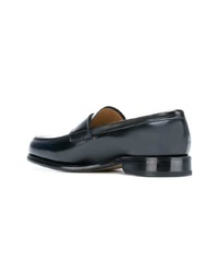 dunkelblaue Leder Slipper von Salvatore Ferragamo