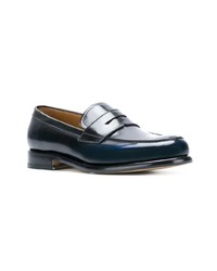 dunkelblaue Leder Slipper von Salvatore Ferragamo