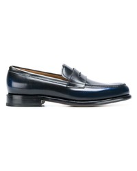 dunkelblaue Leder Slipper von Salvatore Ferragamo