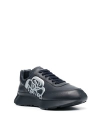 dunkelblaue Leder Sportschuhe von Alexander McQueen