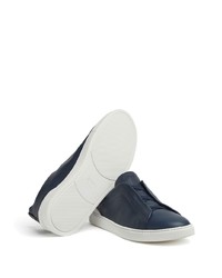 dunkelblaue Leder Sportschuhe von Zegna