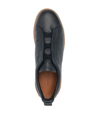 dunkelblaue Leder Sportschuhe von Zegna