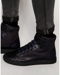 dunkelblaue Leder Turnschuhe von Armani Jeans