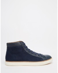 dunkelblaue Leder Turnschuhe von Asos