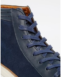 dunkelblaue Leder Turnschuhe von Asos