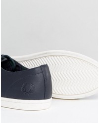 dunkelblaue Leder Turnschuhe von Fred Perry