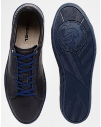 dunkelblaue Leder Turnschuhe von Diesel