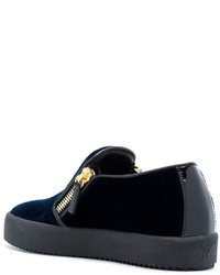 dunkelblaue Leder Turnschuhe von Giuseppe Zanotti Design