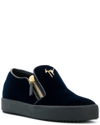 dunkelblaue Leder Turnschuhe von Giuseppe Zanotti Design