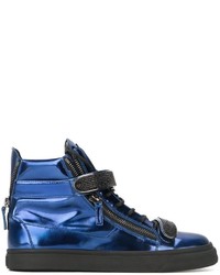 dunkelblaue Leder Turnschuhe von Giuseppe Zanotti Design