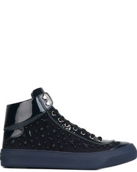 dunkelblaue Leder Turnschuhe von Jimmy Choo