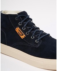 dunkelblaue Leder Turnschuhe von Diesel