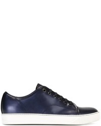 dunkelblaue Leder Turnschuhe von Lanvin