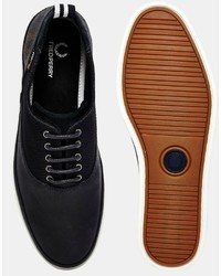 dunkelblaue Leder Turnschuhe von Fred Perry