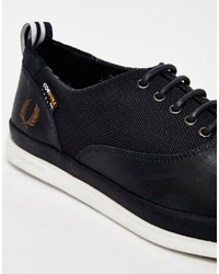 dunkelblaue Leder Turnschuhe von Fred Perry