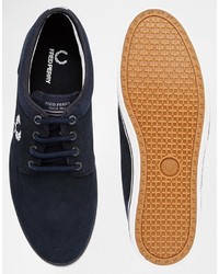 dunkelblaue Leder Turnschuhe von Fred Perry