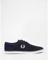 dunkelblaue Leder Turnschuhe von Fred Perry