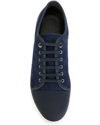 dunkelblaue Leder Turnschuhe von Lanvin