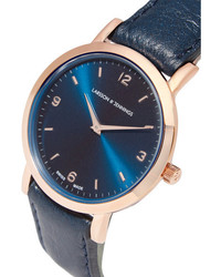dunkelblaue Leder Uhr von Larsson & Jennings