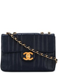 dunkelblaue Leder Umhängetasche von Chanel