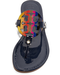 dunkelblaue Leder Zehentrenner von Tory Burch