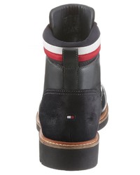 dunkelblaue Lederfreizeitstiefel von Tommy Hilfiger