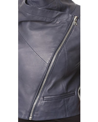 dunkelblaue Lederjacke von Yigal Azrouel