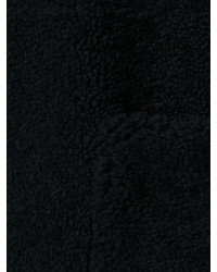 dunkelblaue Lederlammfelljacke von Maison Margiela