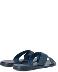 dunkelblaue Ledersandalen