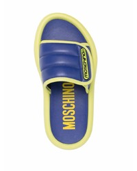 dunkelblaue Ledersandalen von Moschino