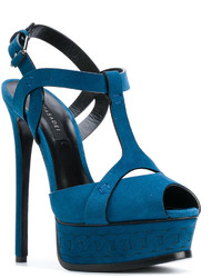 dunkelblaue Ledersandalen von Casadei