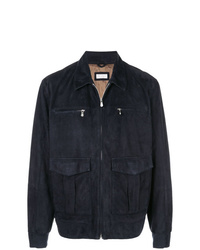 dunkelblaue Shirtjacke aus Leder von Brunello Cucinelli