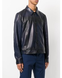 dunkelblaue Shirtjacke aus Leder von Prada